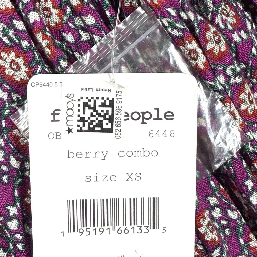 Free People Top Womens XS Malia Babydoll Jacket Embellished Floral Tie Front NWT